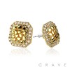 PAIR OF 18K GOLD PLATED INGOT CENTERED NUGGET EARRINGS